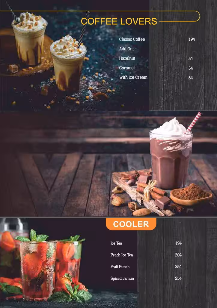 Beverages menu card 12