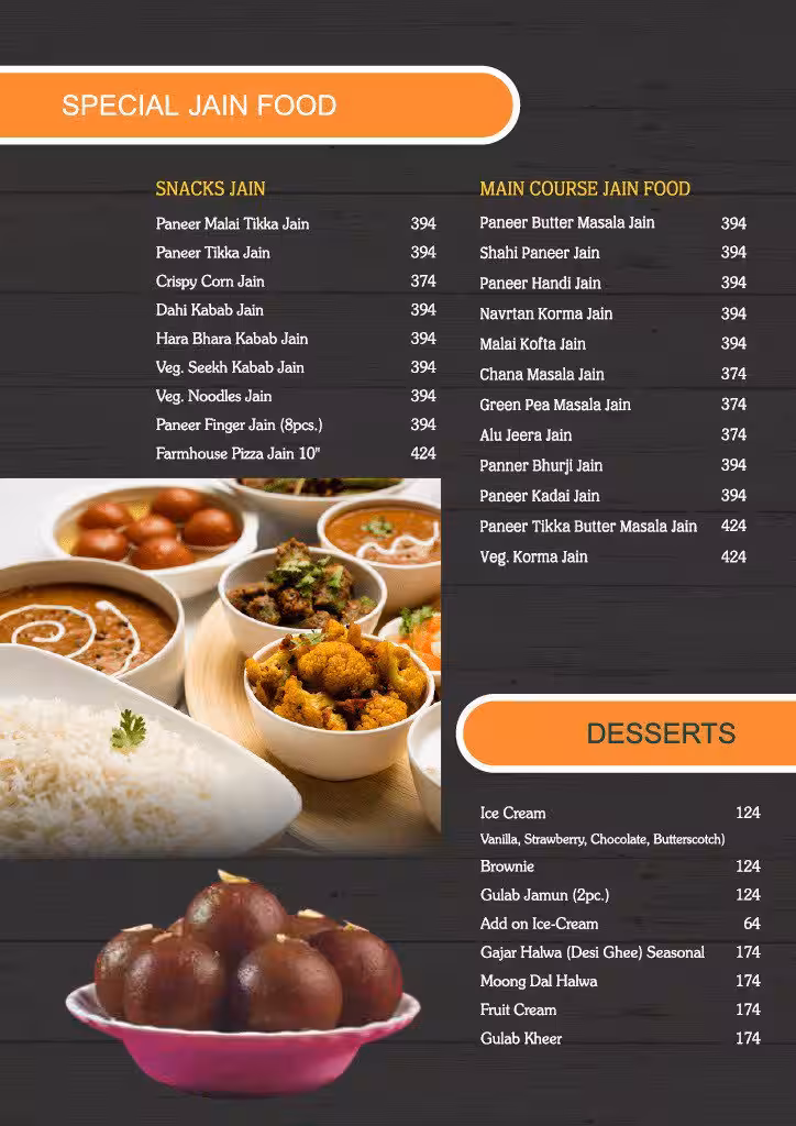 Jain Food menu card 10